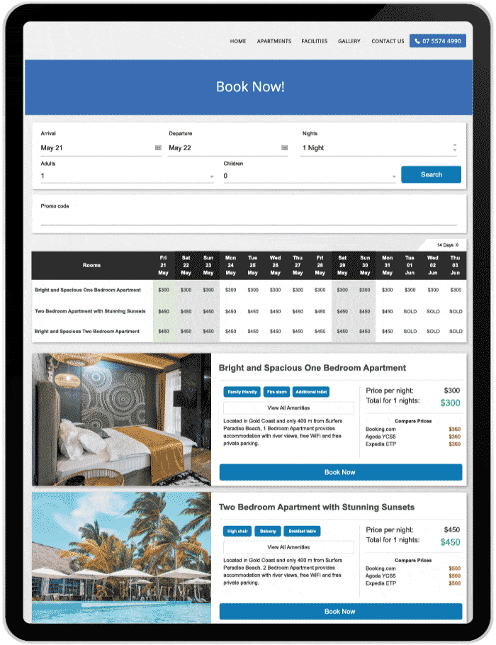Booking Engine Preview