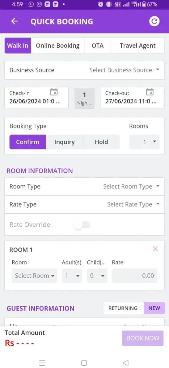 Hotel App Screen