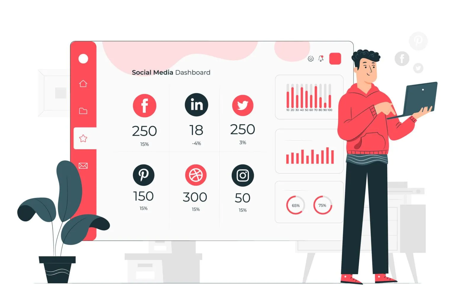 Social Media Dashboard Illustration